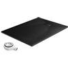 EMKE Piatto doccia con sifone 120 x 90 cm antiscivolo SMC piatto doccia piatto altezza 2,6 cm piatti doccia con copertura ritagliabile e scarico 90 mm nero