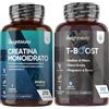 WeightWorld Creatina Monoidrata e T Boost Complex, 270 Compresse + 180 Compresse Vegane, Creatina Monoidrato 3000mg, Pre e Post Workout, Integratore Maca Uomo con Vitamina B5, Zinco, Selenio, Magnesio, Senza OGM
