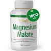 Vitality Nutritionals Magnesio Malato Puro 1800 mg Malato per Dose - 2 Mesi di Fornitura. 180 Capsule. Alto Dosaggio. Alto Assorbimento. Capsule di Magnesio Vegane. Vitality Nutritionals by VitaminExpress.