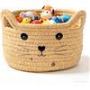DIYCUT Cestino Portaoggetti a Forma di Gatto, Cesta Giochi in Cotone Intrecciato, Piccolo Cesto portaoggetti rotondo, 21 x 12 cm, per Riporre Asciugamani, Giocattoli, Cosmetici (Color Caramello)
