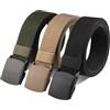 Huiguli Cintura di Nylon, 3 Pacchi Cintura Tattica in Tela in Stile Militare da Uomo, Cinture Militare in Tela 150cm*3.8cm, Veloce Attraverso il Controllo di Sicurezza Dell'Aeroporto