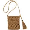 Aucuu Borsa a Tracolla in Paglia da Spiaggia, Borsa Bohemien con Nappe e Cerniera - Donna