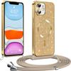 Phoona Glitter Cover per iphone 11 6,1" con Cordino, Antiurto Silicone Protezione, Compatibile con MagSafe Cover con Cordino, Anti Graffi, Non Ingiallente, Oro