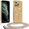 Phoona Glitter Cover per iPhone 11 Pro Max 6,5" con Cordino, Antiurto Silicone Protezione, Compatibile con MagSafe Cover con Cordino, Anti Graffi, Non Ingiallente, Oro