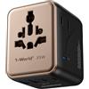 MOMAX Adattatore Universale da Viaggio 35 W, Presa Universale da Viaggio con 3 USB-C e 2 USB-A e 2 AC, 7-in-1 Adattatore da Viaggio Italia Inghilterra Germania America Australia e 224+ Paese