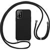 Vauki Cover per Cordino con Collana per Oppo A94 5G/Reno5 Z 6.43", Custodia Silicone Morbido con Corda, Case Tracolla Antiurto con Necklace Regolabile per Oppo A94 5G, Nero