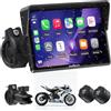 Wonsidary W522TPMS Schermo Moto CarPlay Wireless da 5 Pollici con Android Auto, Display IPS Touch IP67 Impermeabile con TPMS, Controllo Vocale, Audio Bluetooth Doppio, Alimentazione USB/ACC per Moto