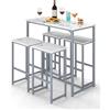 Amveya Tavolo Cucina Salvaspazio con Sedie, Tavolo Bar Alto con Sgabelli, Elegante semplicità in marmo bianco e cornice in argento, Ideale per ristoranti, bar, caffè, ecc.