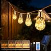 Caldarax 8M 16 LEDs Catena Luminosa Esterno Solare, Corda di Canapa Luci Solari Esterno, 8 Modalità, IP65 Impermeabile, Decorazione per Giardino, Cortile, Patio, Albero, Natale(Bianco Caldo)