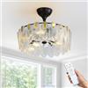 XSXUDODP Cristallo Ventilatori da Soffitto con Lampada, Ventilatore da Soffitto con Luce e Telecomando, 6 Velocità, Timer, Ventilatore da Soffitto Lampadario di Cristallo per Camera da Letto e Soggiorno