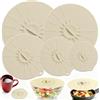 CALLYSONIC Coperchio in silicone, riutilizzabile, coperchio in silicone, universale, copertura per alimenti, in 5 misure, adatta a tutti i contenitori rotondi, bordo piatto (colori crema)