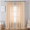 Joydeco Tende Effetto Lino per Interni con Fettuccia 2 Pezzi L 140 X A 245 CM Tende Semitrasparenti per Camera da Letto e Soggiorno Finestra Moderne, Rosa Antico