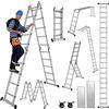 Joparri 4 x 4 Scala multiuso pieghevole da 470 cm, 7 in 1 Scala Multifunzionale Alluminio con 2 piattaforma + Doppia puleggia, fino a 150 kg