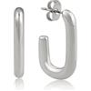 GD GOOD.designs Cerchi quadrati da donna in acciaio inossidabile - cerchi rettangolari impermeabili in oro o argento I orecchini da donna con placcatura in oro 18 carati (Argento)