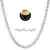 Aretas Collana da uomo in acciaio inox 3/4/5/6 mm, collana a maglia barbazzale in argento cubano, idea regalo per uomini e ragazzi, 40/45/50/55 cm, 55cm, Acciaio inossidabile