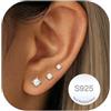RAJPUTANA 3 Paia Di Piccoli Orecchini In Argento Sterling Per Signore Set Di Orecchini Ipoallergenici in Argent a Perno Delicati in Argento 925 Con stelle e Puntini a Cuore CZ