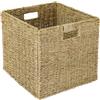 HMF Cesto portaoggetti compatibile con scaffale KALLAX, cesto intrecciato in alghe marine con maniglie | 32 x 34,5 x 32 cm | naturale