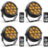 Starlitflow 4PCS Mini Par LED RGB 12 LED Batteria Ricaricabile, 2200mAh Luci da Palco con Telecomando, 4-6h Autonomia Luci Festa Batteria per Bar DJ Discoteche Matrimoni Halloween e Natale