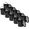Nipter Secchio di plastica alimentare Nipter con coperchio, nero, 5L x 10 pezzi