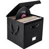 JurciCat 33 × 33Cm Scatola Per Immagazzinare Vinili Porta Dischi Pieghevole Con Coperchio e Maniglie Scatola Porta Album Idrorepellente 120 Singoli Ideale Per Conservare Album di Valore e Collezioni