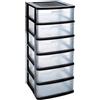 Acan Tradineur - Cassettiera di archiviazione Sena, 6 cassetti opachi, in plastica, torre di ordinamento multiuso, per la casa, 96,5 x 40 x 39 cm, nero