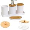 Junhonze 6 Pezzi Accessori Bagno - Set Bagno Accessori Completo - Porta Sapone Doccia, Tra Cui Dispenser Sapone, Portaspazzolino, Scatola Porta Cotton Fioc, Portasapone, Tazza E Vassoio
