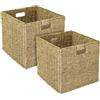 HMF Cesto portaoggetti compatibile con scaffale KALLAX, cesto intrecciato in alghe marine con maniglie | set da 2 pezzi | 32 x 34,5 x 32 cm | naturale
