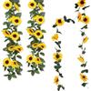 RHQFDM 3 Pezzi Ghirlanda di Girasoli Artificiali 245cm Pianta Appesa Decorazioni Girasole di Plastica Decorazione di Partito Girasoli Finti per la Casa Hotel Ufficio Matrimonio Giardino Decor