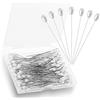ASTER Spilli da cucito dritti con perle a goccia, 5 cm, bouquet e bouquet di nozze, artigianato fai da te e creazione di gioielli, bianco, in acciaio inossidabile e plastica con perle finte