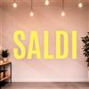 Gigio Store Kit 5 Adesivi SALDI per Vetrine Negozi - Scritte Prespaziate Senza Sfondo in Vinile Rimovibile - Vetrofanie Saldi Estivi/Invernali, Allestimento Vetrine (60x25 cm - Giallo - B)