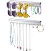 LOXSUN 2 Pezzi Porta Collane da Parete, Espositore Gioielli per Collane, Bracciali e Orecchini, Porta Gioielli da Appendere con 20 Ganci, porta Occhiali, Organizer occhiali Da sole (Argento)