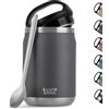 Campo Libre.® Lotta - Thermo per Alimenti Caldi & Freddi - Porta vivande Termico con Cucchiaio - Termo per Adulti o Bambini/Neonati, Schiscetta Pranzo - Ideale da Portare con Sé. Grigio. 800ml
