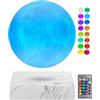 DIDWI Lampada lunare magnetica galleggiante e rotante, lampade luminose 3D a levitazione, luci notturne lunari a 16 colori LED per la decorazione della stanza, regali cool per bambini, genitori, amici
