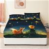 Generic Lenzuolo con angoli Il piccolo principe e la sua volpe Lenzuola con angoli in morbida microfibra spazzolata di facile manutenzione 90 x 190 + 30 cm Lavabili in lavatrice