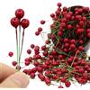Tuxiaobu 300 bacche artificiali di agrifoglio, mini 8 mm, bacche finte su filo per decorazioni per albero di Natale, ghirlande, decorazioni per feste, fai da te, artigianato, colore rosso vino