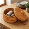 Comebachome Cestino in Vimini con Coperchio, Cesto Portaoggetti in Rattan Naturale per l'Organizzazione della Casa, Scatola Decorativa Rotonda per Chiavi, Snack, Frutta, Rotondo, Portaoggetti Vimini, con Cope