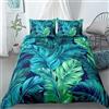MLUNKQAIL Copripiumino 260x240 Foglia Di Tartaruga Copripiumini Piante Tropicali 3 Pezzi Copripiumone Microfibra Copripiumoni Morbido Reversibile + 2 Federe 50 x 75 cm con Cerniera