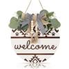 CHDITB Welcome 3D - Targa di benvenuto per porta di benvenuto, in legno, per porta di casa, motivo Welcome Hello, da appendere, vintage, da parete, decorazione da parete