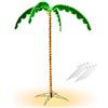 COSTWAY Palma Tropicale con Luci LED 136/168 cm, Illuminazione Esterna con Forma di Palma, con Base Pieghevole, Palma Realistica Decorativa per Feste e Esterno (168cm)