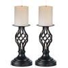Nuptio Portacandele a Colonna Nero: Portacandele Vintage per Candele a Colonna, Portacandele in Metallo Natale Pasqua Decorazioni Casa Soggiorno Mantel Festa Matrimonio Centrotavola, 2 Pezzi(22cm)