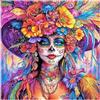 Bowetile Diamond Painting Kit Completo Donna e Fiore, Pittura 5D Diamante Halloween Fantasma Fai da Te per Adulti , Principianti con Strass Ricamo a Punto Croce, Decorazione Casa e Pareti 30x30 cm