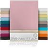 BEAUTEX Lenzuolo con angoli elasticizzati in cotone, tessuto jersey di alta qualità, 160 g/m², dimensioni e colore a scelta (standard - 140 x 200 x 30 cm, rosa antico)
