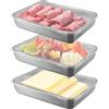 YUETTYY Set di 3/6/9 contenitori per alimenti in acciaio inox con coperchi, scatola per alimenti per pancetta, insalata, carne, frutta, frigorifero, piastra per pesce alla griglia, piastra per