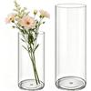 MELEJIA Set di 2 Vasi in Acrilico, Rotondo Vaso Trasparente, Vaso Indistruttibile Leggero, Vasi Trasparente Resistente per Fiori Freschi/Finti, Decorazione Interna/Esternea (10 x 25cm e 12 x 30cm)