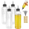 Realure 4 Pcs Bottiglia Squeeze di Plastica, 250ml 8oz Biberon Cucina con Scala e Tappo a Torsione, Flacone Dosatore Olio da Cucina Trasparente Bottiglia per Olio, Condimenti, Salsa, Liquidi, Colla