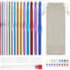 JRSHIRLEYLTD Set di 14 uncinetti in alluminio, 2,0 mm - 10,0 mm, Ganci Cucire a Maglia, Ferri da Maglia Ergonomici, con 10 segnapunti, con sacchetto di stoccaggio e 9 bottiglie di aghi