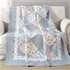 Qucover Copriletto singolo trapuntato morbido cotone blu floreale patchwork trapuntato, coperta trapuntata 127 x 152 cm