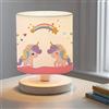 lux.pro Lampada da Comodino per Cameretta - Altezza 22 cm - Lampada da Tavolo con Paralume Cilindrico in Tessuto Lampada Disegnata per Bambini - Unicorno