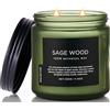 M&SENSE Candela Profumata Salvia e Note Legnose, 330g Cera di Soia Naturale a Due Stoppini, 70 Ore di Combustione, Regalo Aromaterapia Rilassante per Meditazione, Antistress per Casa