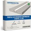 Cartongesso.pro Profilo led cartongesso 2 mt x 12 cm| Profili Led Integrato nel cartongesso |Taglio di Luce Integrata nel Cartongesso | Profilo porta led in cartongesso 2 mt x 12 cm